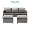 Sonkuki 3-Seater Patio Sofa Set Brown/Gray Rattan with Ottomans - 3 of 4