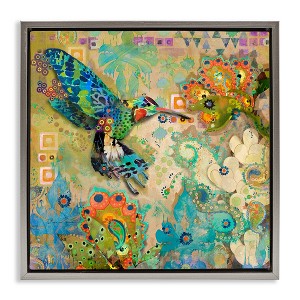 Stupell Industries Boho Hummingbird Pattern Floating Frame Canvas Art - 1 of 4