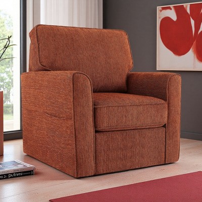 360-degree Swivel Barrel Armchair with Side Pockets and Chenille Upholstery