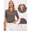 INSPIRE CHIC Women's Short Sleeve V Neck Knitted Summer Fall  Business Polo Shirt - 2 of 4
