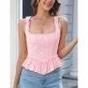 Women's Vintage Jacquard Hem Ruffle Edge Boned Corset Fishbone Print Vest Renaissance Pirate Costume - 3 of 4