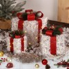 3 Pcs Lighted Boxes, 10 in 8 in 6 in Xmas Present Box with Led Lights, Greenery, Red Berries, Pine Cones,Lighted Up Holiday Decorations for Xmas Tree - 2 of 4