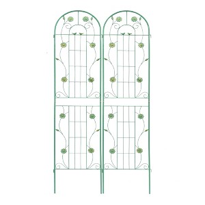 GustoWave 2 Pack Metal Garden Trellis for Climbing Plants, Outdoor Country Style Plant Support, Rustproof Metal Rose Trellis - 1 of 4