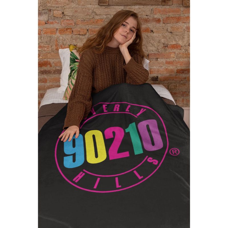 Beverly Hills 90210 Logo Super Soft And Cuddly Plush Fleece Throw Blanket Black, 2 of 4