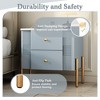 Lirago Blue Modern Nightstand with 2 Drawers Fluted Bedside Table with Gold Legs Handles Multi-Functional End Table 21.6"H x 15.75"D x 21.6"W - 4 of 4