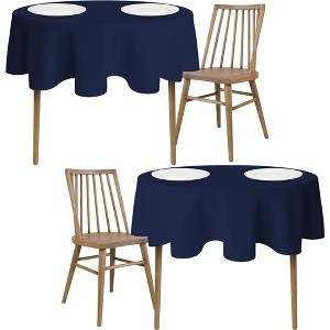 White Classic Premium 100% Polyester Round Tablecloths, 200 GSM Washable Fabric Stain and Wrinkle Resistant Round Table Covers Set of 2 - 1 of 4