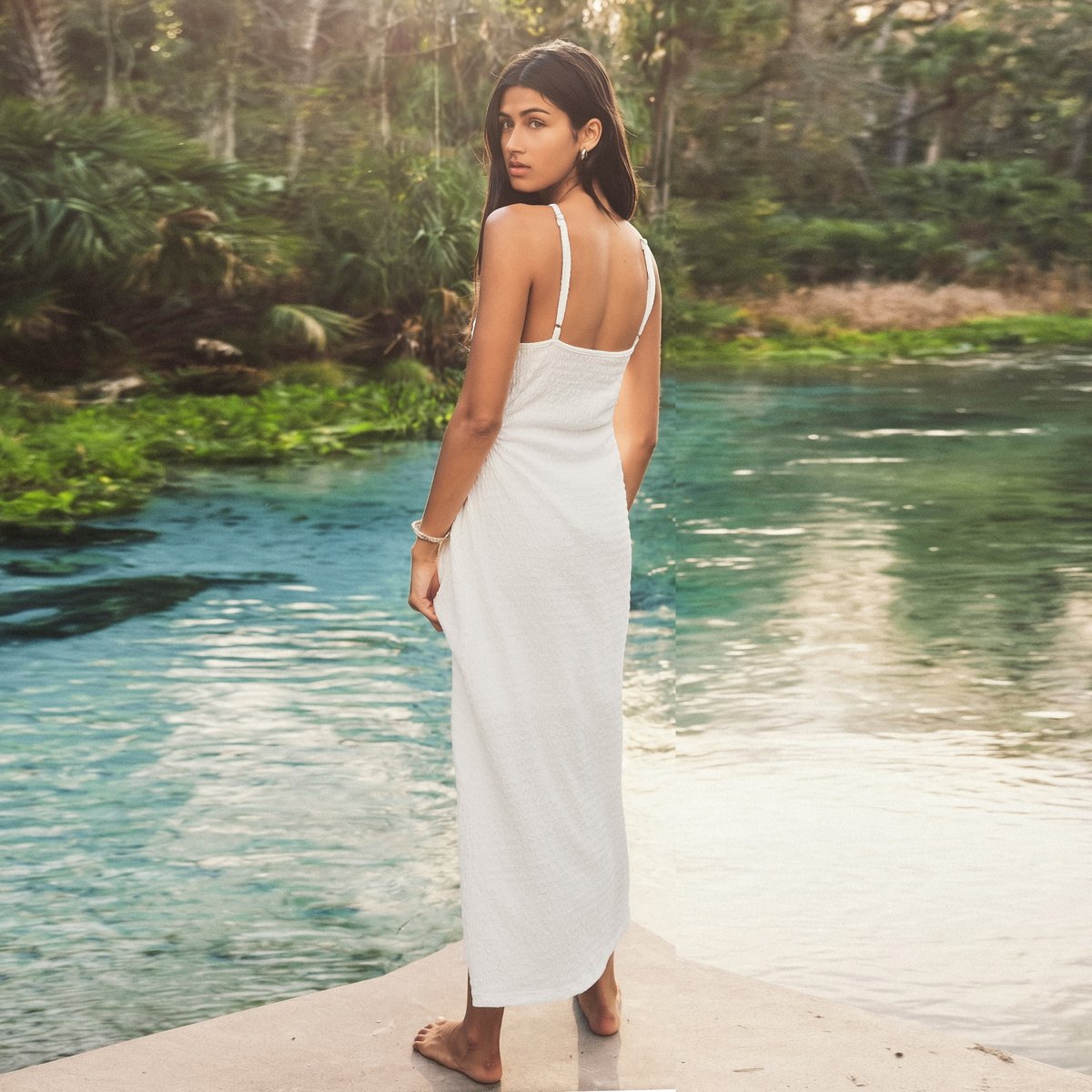 Женские платья Cupshe Women's Criss-Cross Backless Maxi Dress with Side Cutout-L-White — фото 5