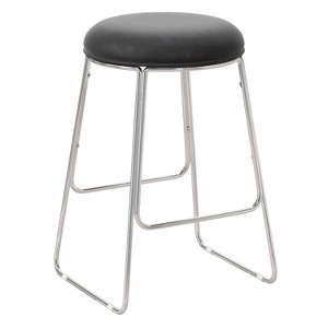 Southlake Backless Metal Counter Height Barstool Chrome/Black Vinyl - Hillsdale Furniture: Round Upholstered Kitchen Stool - 1 of 4