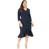 Agnes Orinda Women's Plus Size Cocktail V-neck Wrap Ruffled Midi Bodycon Dresses - 3 of 4