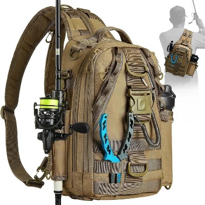 Fishing Backpack with Rod Holder, Lightweight Sling Bag Storge Gear and Equipment