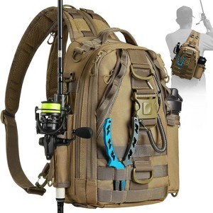 Fishing Backpack with Rod Holder, Lightweight Sling Bag Storge Gear and Equipment - 1 of 4