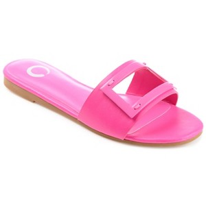 Journee Collection Womens Clair Tru Comfort Foam Slide Low Block Heel Sandals Pink 7 - 1 of 4