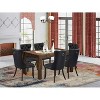 HomeStock 7-Piece Rectangle Distressed Jacobean Finish Solid Wood Top Dining Table with 6 Chairs - 2 of 4