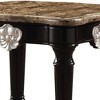 Royal Hampton Marble Top End Table With Contrast Carved Motif Turned Wood Legs, Black - 3 of 4