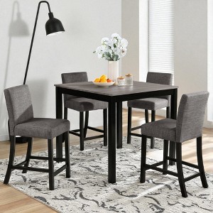 Mshliw 5-Piece Counter Height Table Set with 4 Upholstered Chairs, Modern Square Counter Height Dining Set for Kitchen & Dining Room - 1 of 4