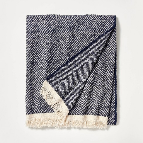 Navy patterned throw discount blanket