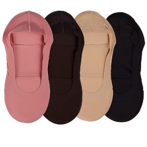 Memoi 4 Pairs Women's Cushioned Fine Edge No-Show Sock Liner Mauve One Size - 1 of 2