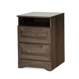 Gulches 2-Drawer Nightstand, Rustic Style with Faux Wood, Top Shelf & Block Pull Handles, 15.75"W x 16"D x 23.25"H - 1 of 4