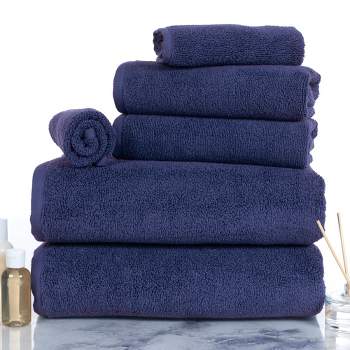 Hastings Home 100% Cotton Zero Twist Towel Set - Navy, 6-pc.