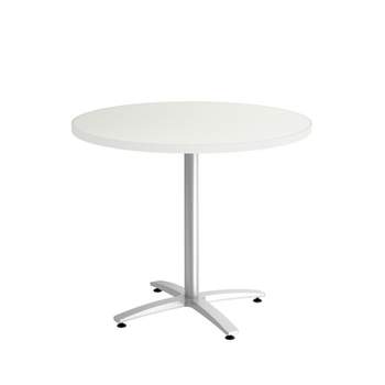HITOUCH BUSINESS SERVICES 36" Round Silver Mesh Laminate Seated Height Silver Base Table 54785