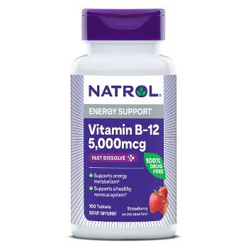 Natrol Vitamin B-12 Maximum Strength Fast Dissolve Energy Support Tablets - Strawberry - 100ct