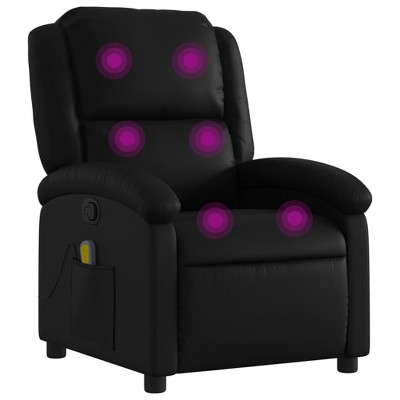 vidaXL Black Faux Leather Massage Recliner Chair - Manual Recline, Vibrating Massage Points, Plush Padding