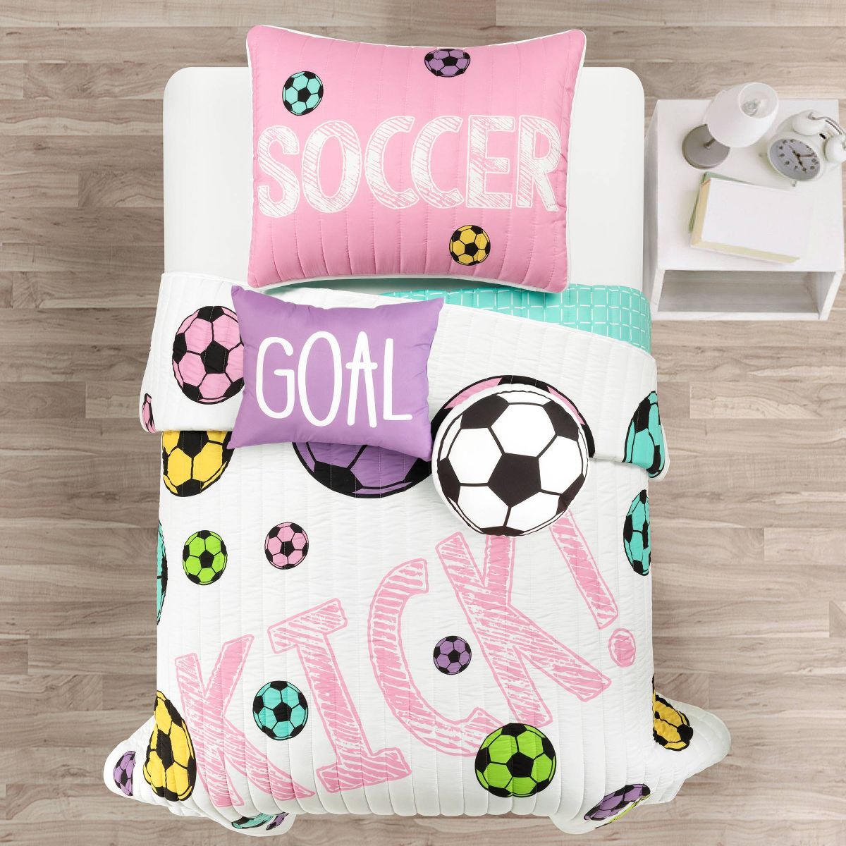 Kids' Girls Soccer Kick Reversible Oversized Quilt Set Purple - Lush Décor - thumbnail 7