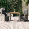 vidaXL 3 Piece Patio Dining Set with Cushions Gray Poly Rattan - 35.4" Table Length 2x Armchair + Table - 2 of 4