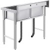 Freestanding Stainless Steel Utility Sink 29"x25"x37" Single Bowl with Basket Strainer, Commercial Grade for Kitchen Laundry Garage Workshop Garden - 4 of 4