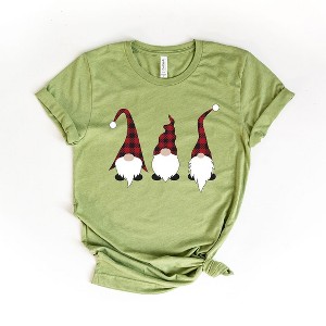 Simply Sage Market Women's Buffalo Check Gnomes Short Sleeve Graphic Tee - 1 of 4