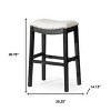 HomeRoots 31" White and Black Fabric and Solid Wood Backless Bar Height Bar Chair - 3 of 4
