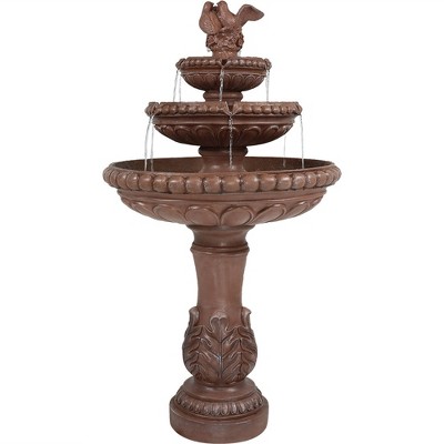 Sunnydaze 43"H Electric Resin and Concrete 3-Tier Pair of Doves Outdoor Water Fountain