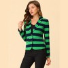 INSPIRE CHIC Women's Notched Collar Long Sleeve Button Front Striped Blazer - 2 of 4