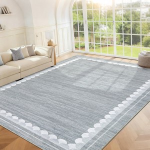 Garvee Washable Rugs for Living Room Bedroom Modern Solid Area Rug Low Pile Non Slip Bordered Print Rug - 1 of 4