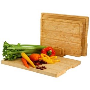 MegaChef 3 Piece Cutting Board Set with Base - 1 of 4