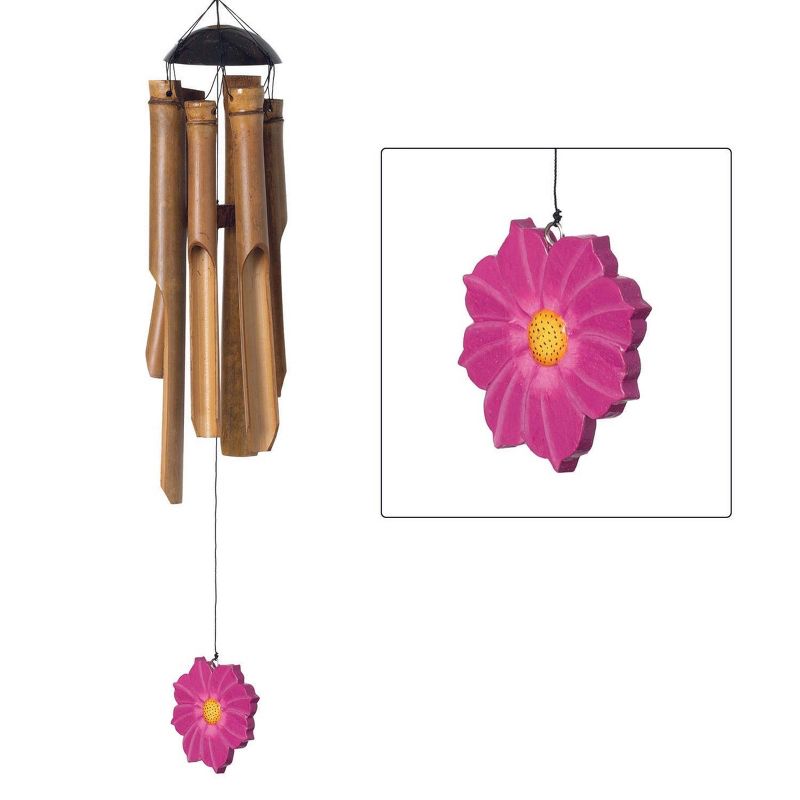 Woodstock Windchimes Flower Bamboo Chime Cosmos, Wind Chimes For Outside, Wind Chimes For Garden, Patio, and Outdoor Décor, 24"L, 3 of 7