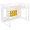 Twin/Full Size Wood Loft Bed with Wardrobe, Colorful Shelves & Cabinet, Reversible Staircase - ModernLuxe - 4 of 4