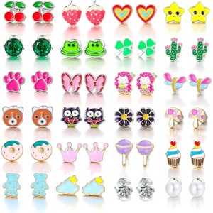 24/30/40 Pairs Cute Funny Hypoallergenic Stud Earrings Set for Women Sensitive Ears with Stainless Steel Mixed Style - 1 of 4
