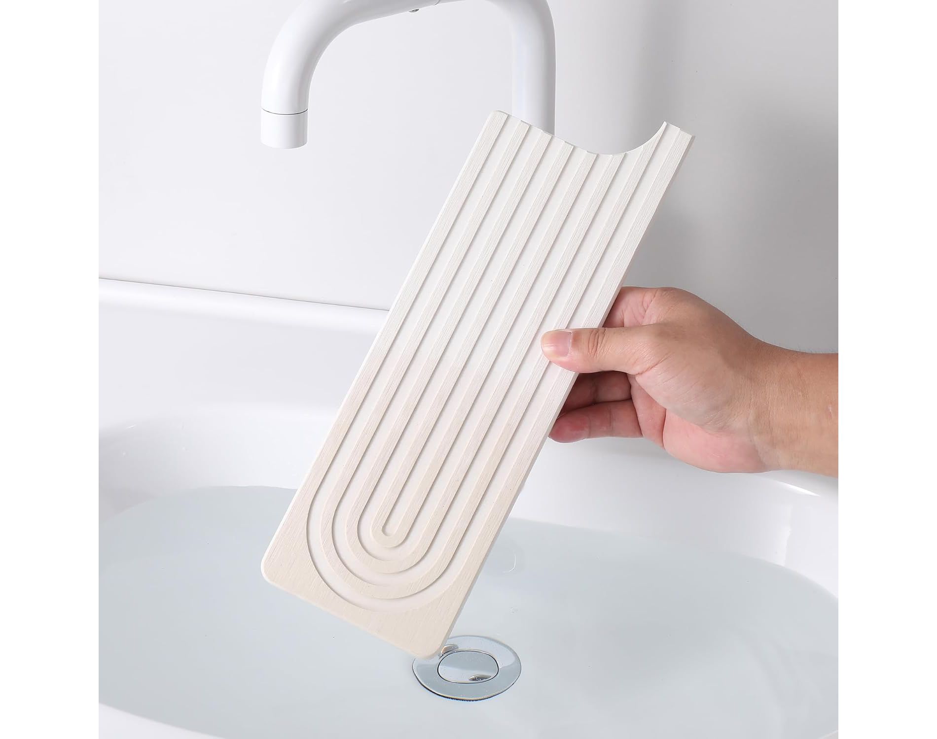 Stone Faucet Mat for Kitchen Sink,Water Absorbing Diatomite Sink Tray,Quick Dry Splash Guard Countertop Protector for Bathroom and Kitchen,23.6x3.9"