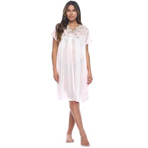 Casual Nights Women's Fancy Lace Neckline Silky Tricot Nightgown - 1 of 4