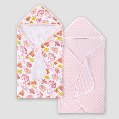 Burt's Bees Baby® Baby Girls' Set of 2 Rosy Spring Hooded Towels - Pink