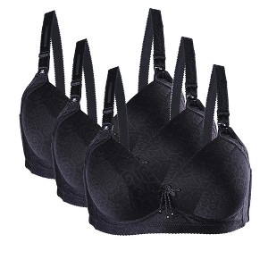 Allegra K Women's Comfortable Soft Stretchy Full Coverage Non-Wired Bra 3 Pcs - 1 of 4