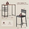 Nasitip 3-Piece Counter Height Dining Table Set for 2, w/Storage Shelves and 2 Upholstered Bar Stools, Small Space Kitchen Set - 2 of 4