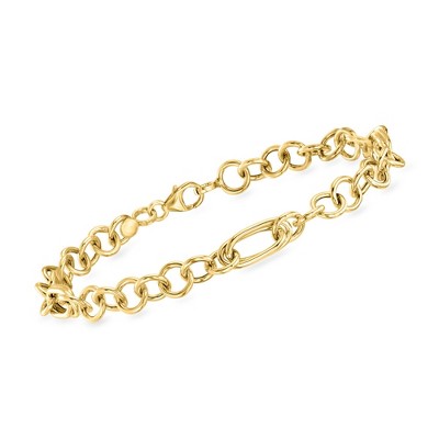 Ross-Simons Italian 14kt Yellow Gold Alternating Cable and Oval-Link Bracelet