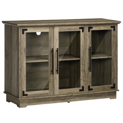 Kitchen Sideboard, Buffet Cabinet, Wooden Storage Console Table with 2-Level Cabinet and Open Shelf, Grey