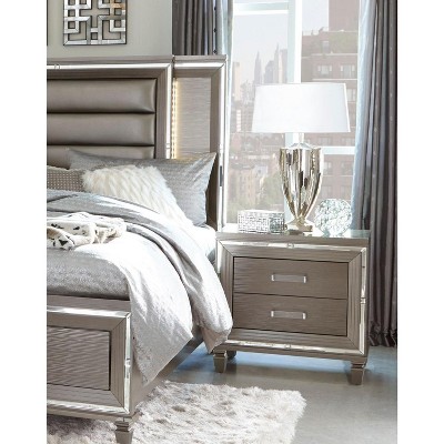 NicBex 2 Drawer Nightstand,Wood Bedside Table with Acrylic Bar Pulls for Bedroom,Living Room,Bedside