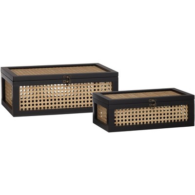 Kensington Hill Jamboree Black Wood and Mesh Decorative Boxes Set of 2