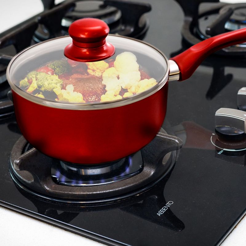 Better Chef Ceramic Coated Saucepan in Red with Glass Lid, 2 of 7