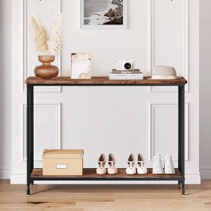 Narrow Console Table, 2-Tier Entryway Console Sofa Table Behind The Couch, Narrow Entryway Table with Glass Shelf and Metal Frame - 1 of 4