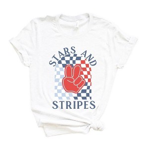 Simply Sage Market Women's Stars and Stripes Peace Short Sleeve Graphic Tee - 1 of 4